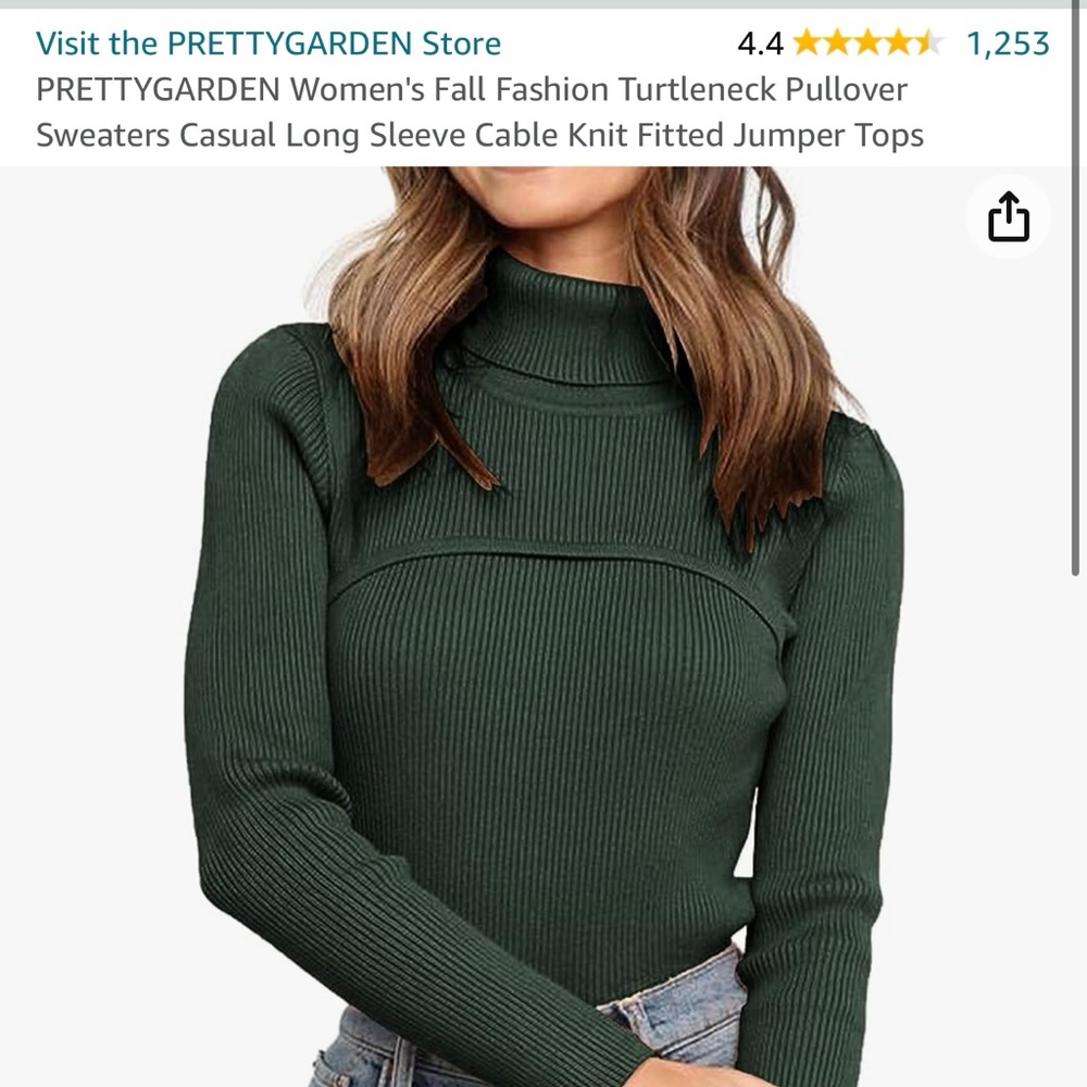 PRETTYGARDEN Women’s Green Turtleneck